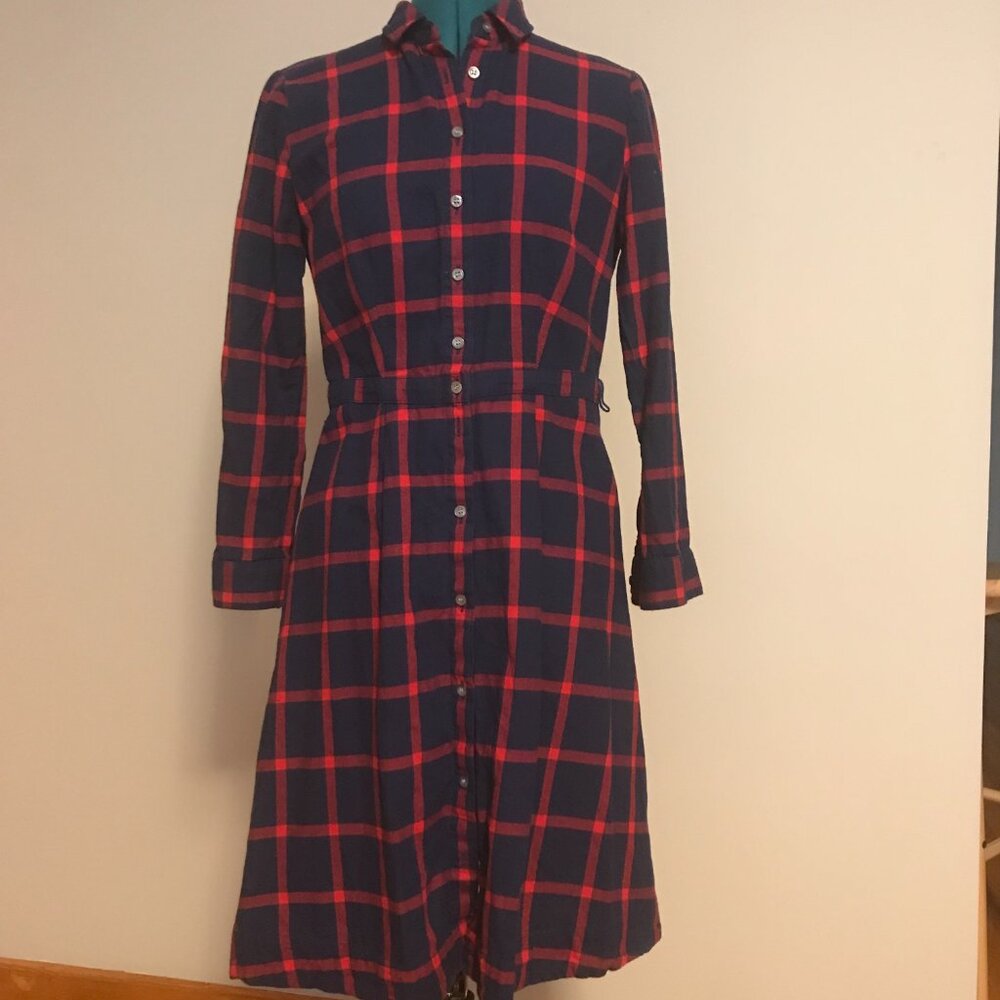 J Crew Factory Tie-waist flannel shirtdress Size 6